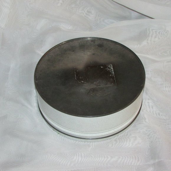 Vintage Cookie Biscuit Tin Floral Cross-stitch Round Metal Storage Canister - Picture 6 of 12